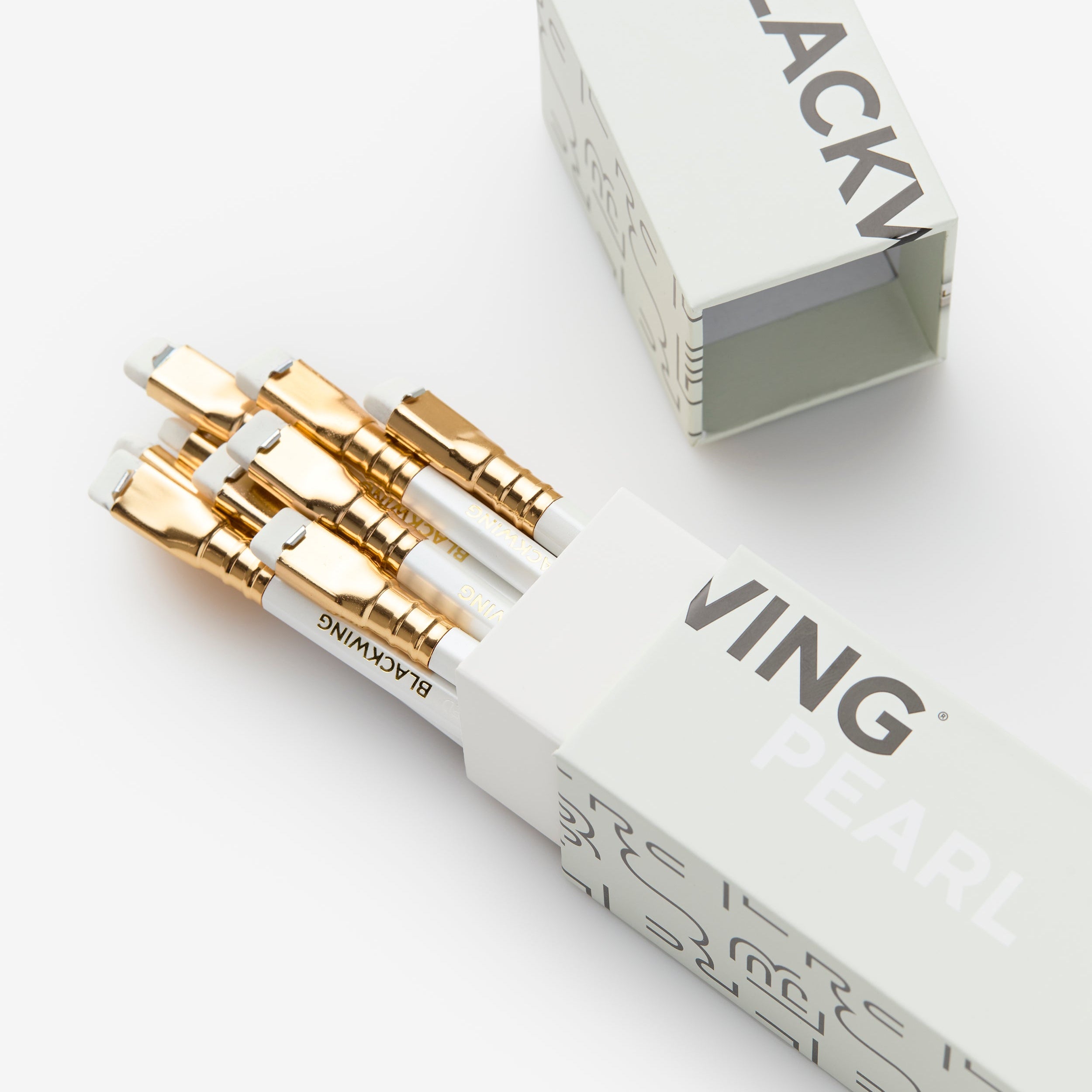 Blackwing Pearl pencils in packaging on a white background