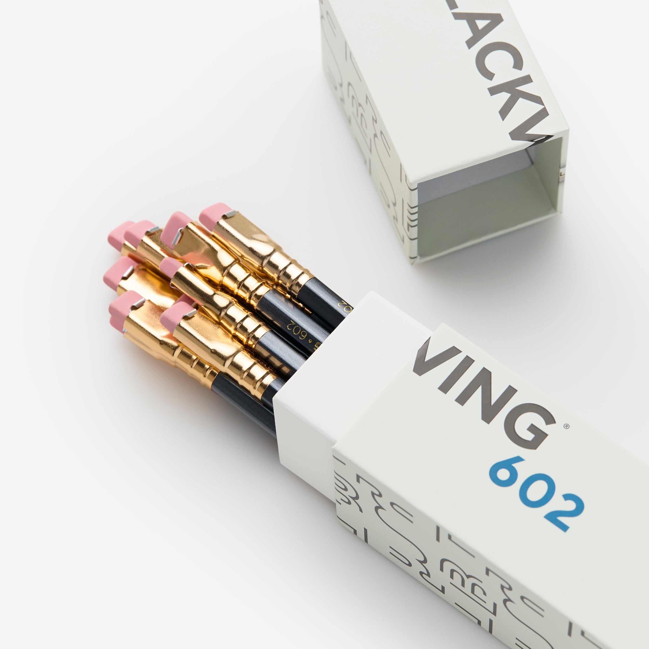 Blackwing 602 pencils in packaging on a white background