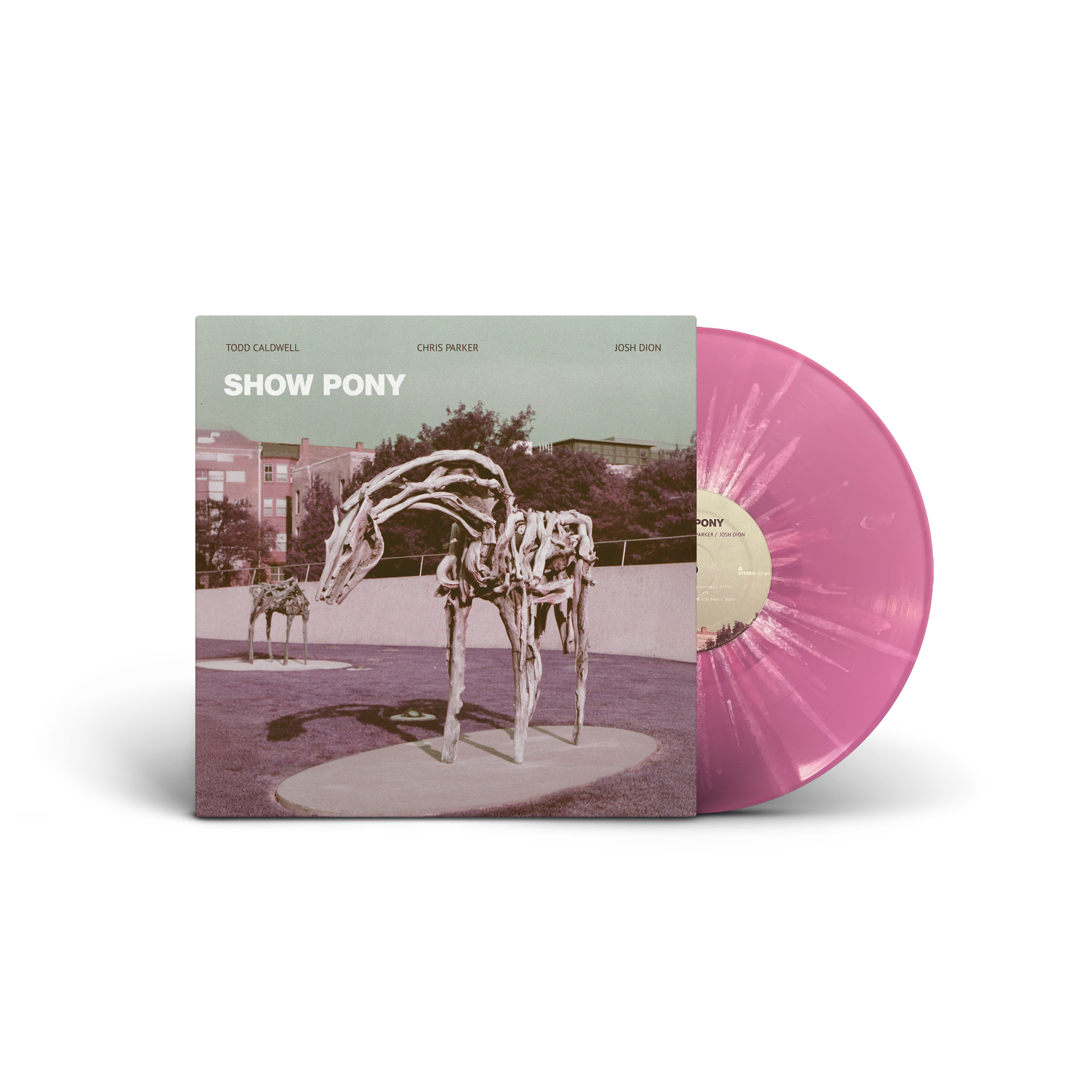 Pink Splatter record out of the sleeve for Show Pony